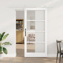 Skydedør 93 x 202 cm Massivt fyrretræ og glas Hvid