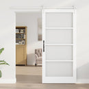 Skydedør 93 x 202 cm Massivt fyrretræ og glas Hvid