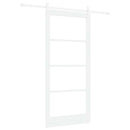 Skydedør 93 x 202 cm Massivt fyrretræ og glas Hvid