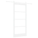 Skydedør 93 x 202 cm Massivt fyrretræ og glas Hvid