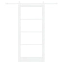 Skydedør 93 x 202 cm Massivt fyrretræ og glas Hvid