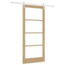 Skydedør 93 x 211 cm Massivt fyrretræ og glas Naturfarvet