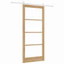 Skydedør 93 x 211 cm Massivt fyrretræ og glas Naturfarvet