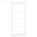 Skydedør 93 x 211 cm Massivt fyrretræ og glas Hvid
