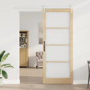 Skydedør 93 x 232 cm Massivt fyrretræ og glas Naturfarvet