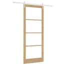 Skydedør 93 x 232 cm Massivt fyrretræ og glas Naturfarvet