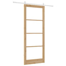 Skydedør 93 x 232 cm Massivt fyrretræ og glas Naturfarvet