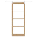 Skydedør 93 x 232 cm Massivt fyrretræ og glas Naturfarvet