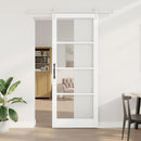 Skydedør 93 x 232 cm Massivt fyrretræ og glas Hvid