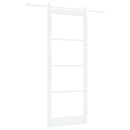 Skydedør 93 x 232 cm Massivt fyrretræ og glas Hvid