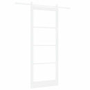 Skydedør 93 x 232 cm Massivt fyrretræ og glas Hvid