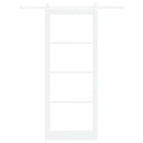 Skydedør 93 x 232 cm Massivt fyrretræ og glas Hvid