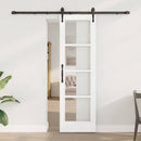 Skydedør 61 x 198,5 cm Massivt fyrretræ og glas Hvid og sort