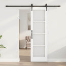 Skydedør 61 x 198,5 cm Massivt fyrretræ og glas Hvid og sort