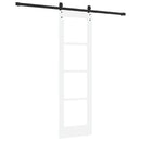 Skydedør 61 x 198,5 cm Massivt fyrretræ og glas Hvid og sort