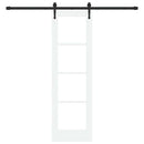 Skydedør 61 x 198,5 cm Massivt fyrretræ og glas Hvid og sort