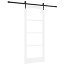 Skydedør 83 x 202 cm Massivt fyrretræ og glas Hvid og sort