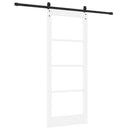 Skydedør 83 x 202 cm Massivt fyrretræ og glas Hvid og sort
