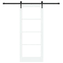 Skydedør 83 x 202 cm Massivt fyrretræ og glas Hvid og sort