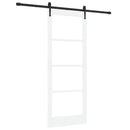Skydedør 83 x 211 cm Massivt fyrretræ og glas Hvid og sort