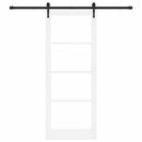 Skydedør 83 x 211 cm Massivt fyrretræ og glas Hvid og sort