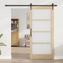 Skydedør 93 x 202 cm Massivt fyrretræ og glas Naturlig og sort