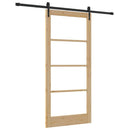 Skydedør 93 x 202 cm Massivt fyrretræ og glas Naturlig og sort