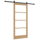 Skydedør 93 x 202 cm Massivt fyrretræ og glas Naturlig og sort