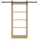 Skydedør 93 x 202 cm Massivt fyrretræ og glas Naturlig og sort