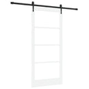 Skydedør 93 x 202 cm Massivt fyrretræ og glas Hvid og sort