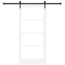 Skydedør 93 x 202 cm Massivt fyrretræ og glas Hvid og sort