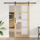 Skydedør 93 x 211 cm Massivt fyrretræ og glas Naturlig og sort