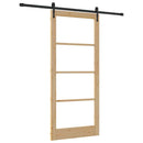 Skydedør 93 x 211 cm Massivt fyrretræ og glas Naturlig og sort