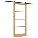 Skydedør 93 x 211 cm Massivt fyrretræ og glas Naturlig og sort