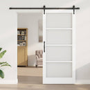 Skydedør 93 x 211 cm Massivt fyrretræ og glas Hvid og sort