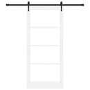 Skydedør 93 x 211 cm Massivt fyrretræ og glas Hvid og sort