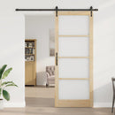 Skydedør 93 x 232 cm Massivt fyrretræ og glas Naturlig og sort