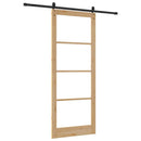Skydedør 93 x 232 cm Massivt fyrretræ og glas Naturlig og sort