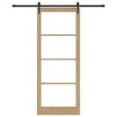 Skydedør 93 x 232 cm Massivt fyrretræ og glas Naturlig og sort