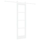 Skydedør 61 x 198,5 cm Massivt fyrretræ og glas Hvid