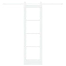 Skydedør 61 x 198,5 cm Massivt fyrretræ og glas Hvid