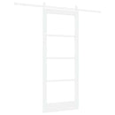 Skydedør 83 x 202 cm Massivt fyrretræ og glas Hvid