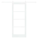 Skydedør 83 x 202 cm Massivt fyrretræ og glas Hvid