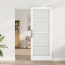 Skydedør 83 x 211 cm Massivt fyrretræ og glas Hvid