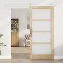 Skydedør 93 x 202 cm Massivt fyrretræ og glas Naturfarvet