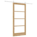 Skydedør 93 x 202 cm Massivt fyrretræ og glas Naturfarvet