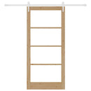 Skydedør 93 x 202 cm Massivt fyrretræ og glas Naturfarvet