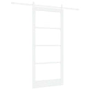 Skydedør 93 x 202 cm Massivt fyrretræ og glas Hvid