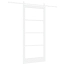 Skydedør 93 x 202 cm Massivt fyrretræ og glas Hvid