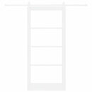 Skydedør 93 x 202 cm Massivt fyrretræ og glas Hvid